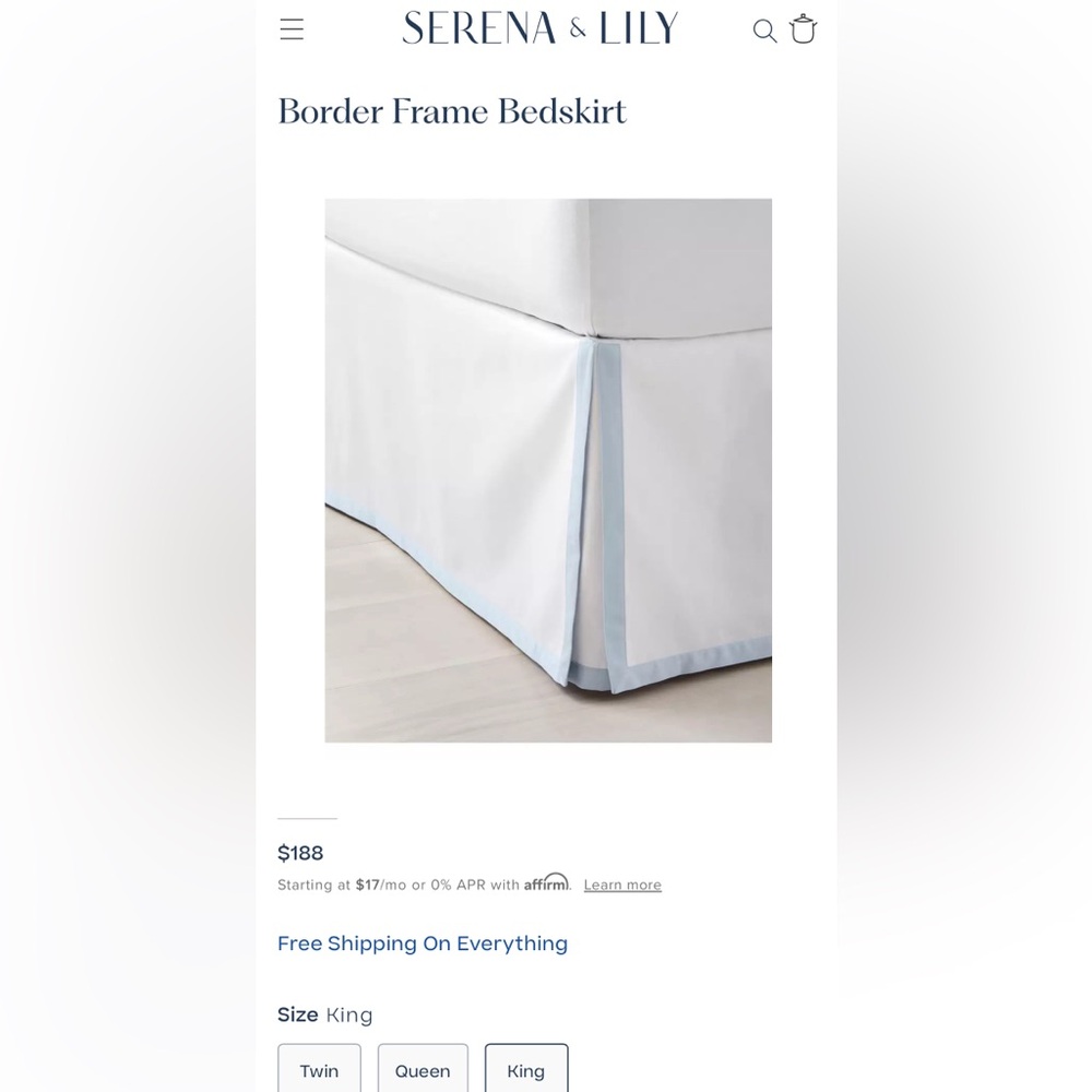 Serena and Lily Border Frame Bedskirt - sky - KING